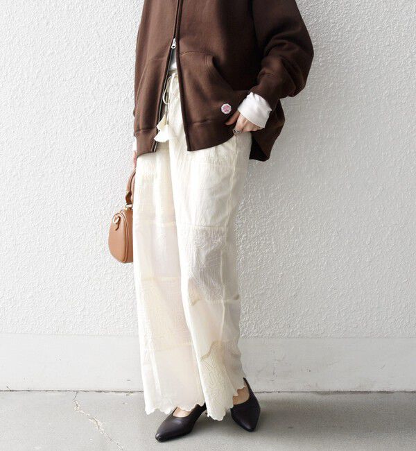 SHIPS any「bon_meur:〈洗濯機可能〉ロゴ エンブロイダリー パッチワーク ワイド パンツ」|その他|