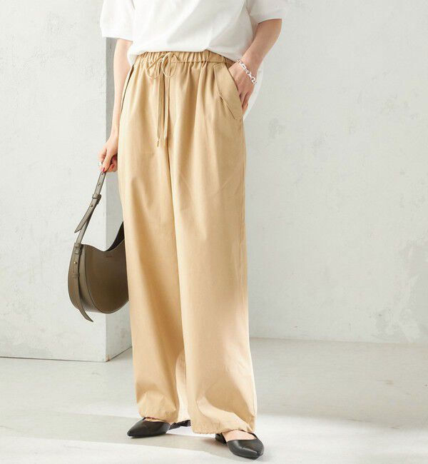 SHIPS for women「〈手洗い可 / 撥水加工〉サイド ポケット 裾 ドロスト パンツ」|その他|ベージュ