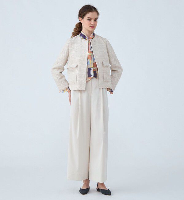 Ballsey「ラメミックスツイード セミダブルクルージャケット」|ノーカラージャケット|