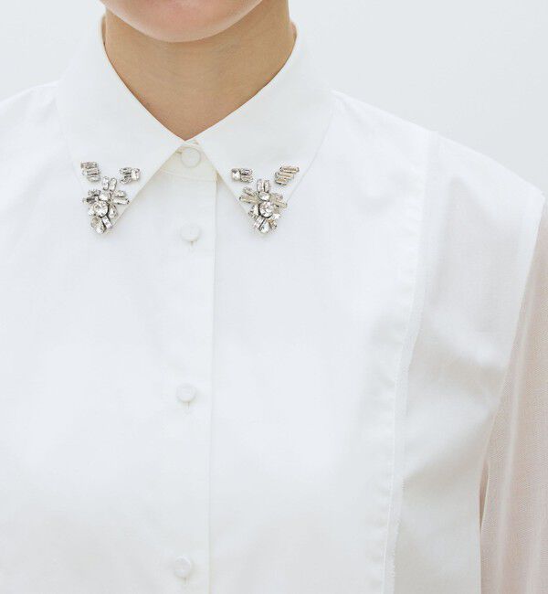 TOMORROWLAND collection「オーガンジーコンビ ビジューカラーシャツ」|シャツ・ブラウス|