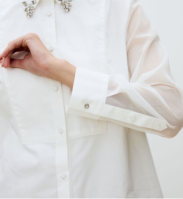 TOMORROWLAND collection「オーガンジーコンビ ビジューカラーシャツ」|シャツ・ブラウス|