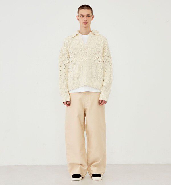 GALERIE VIE「コットンウールアラン オープンカラープルオーバー」|ニット・セーター|