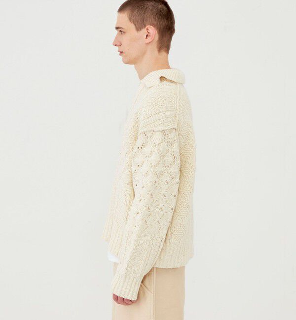 GALERIE VIE「コットンウールアラン オープンカラープルオーバー」|ニット・セーター|