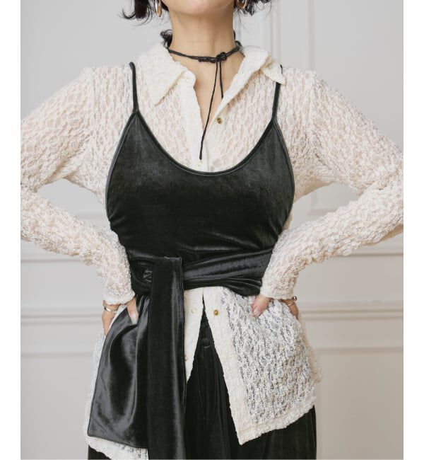 IENA LA BOUCLE「IENA LA BOUCLE トリアセベロアキャミソール」|キャミソール|ブラック