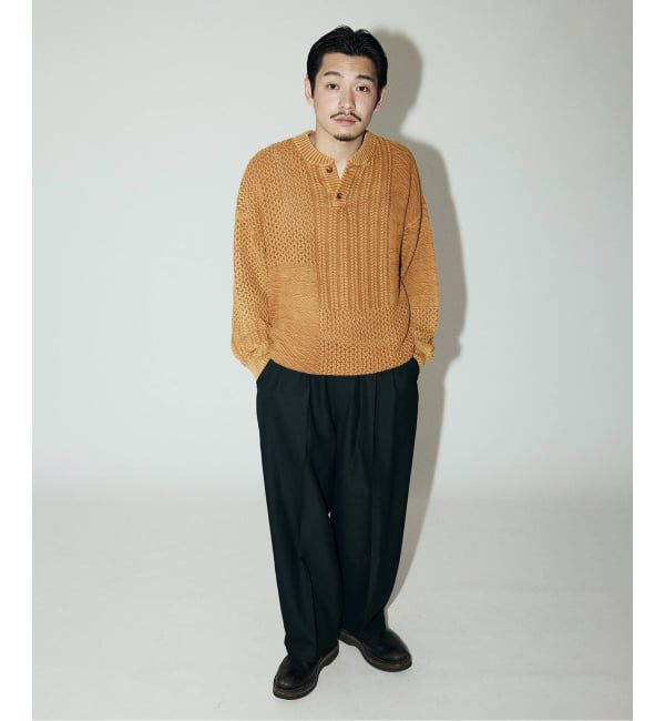 J.S.Homestead「J.S.Homestead / ストーン ウォッシュ ケーブル ヘンリーネック ニット」|ニット・セーター|