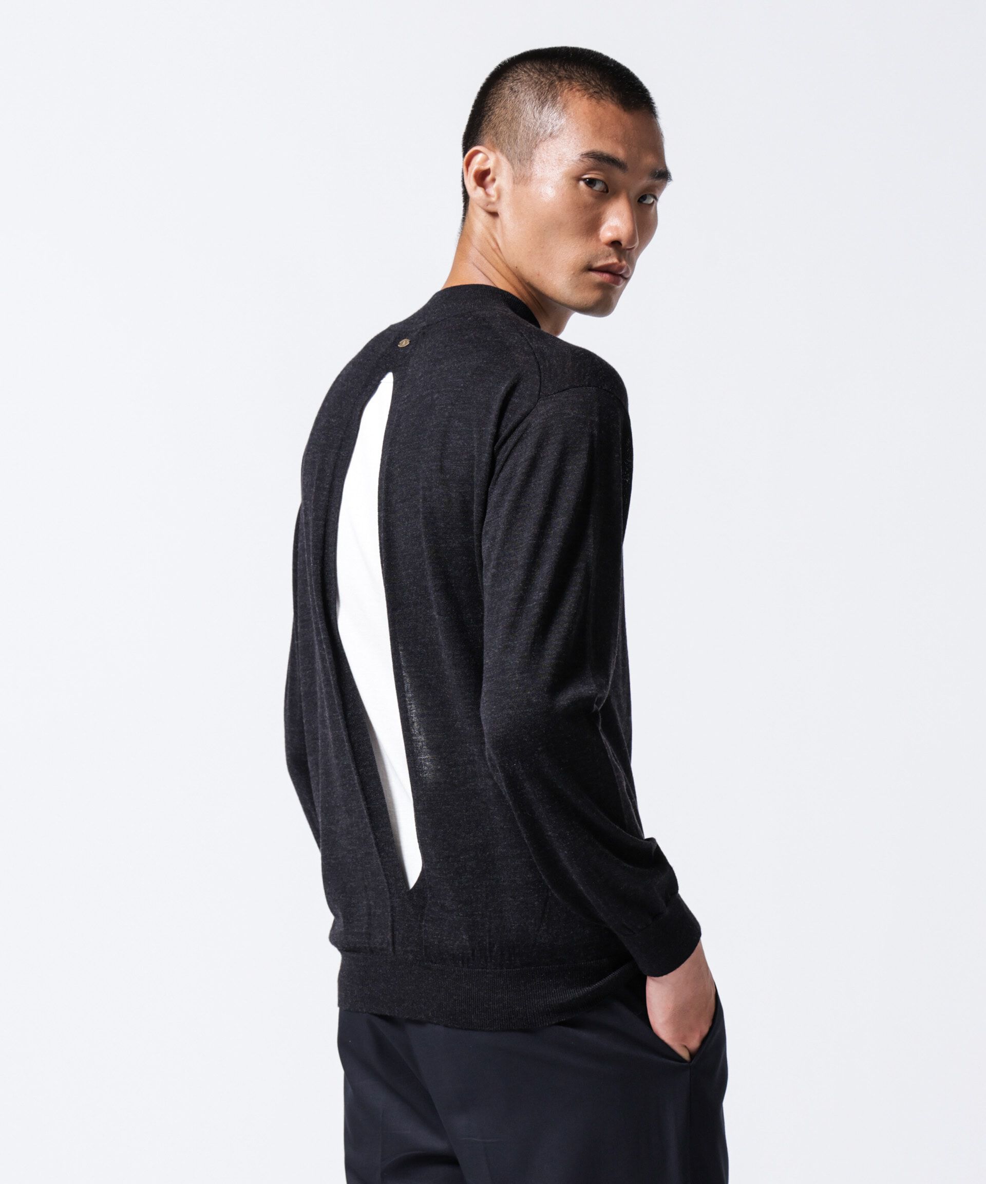 nano･universe「「ASSEMBLANC」BRISBANEベンチレーションモックネックプルオーバー」|ニット・セーター|