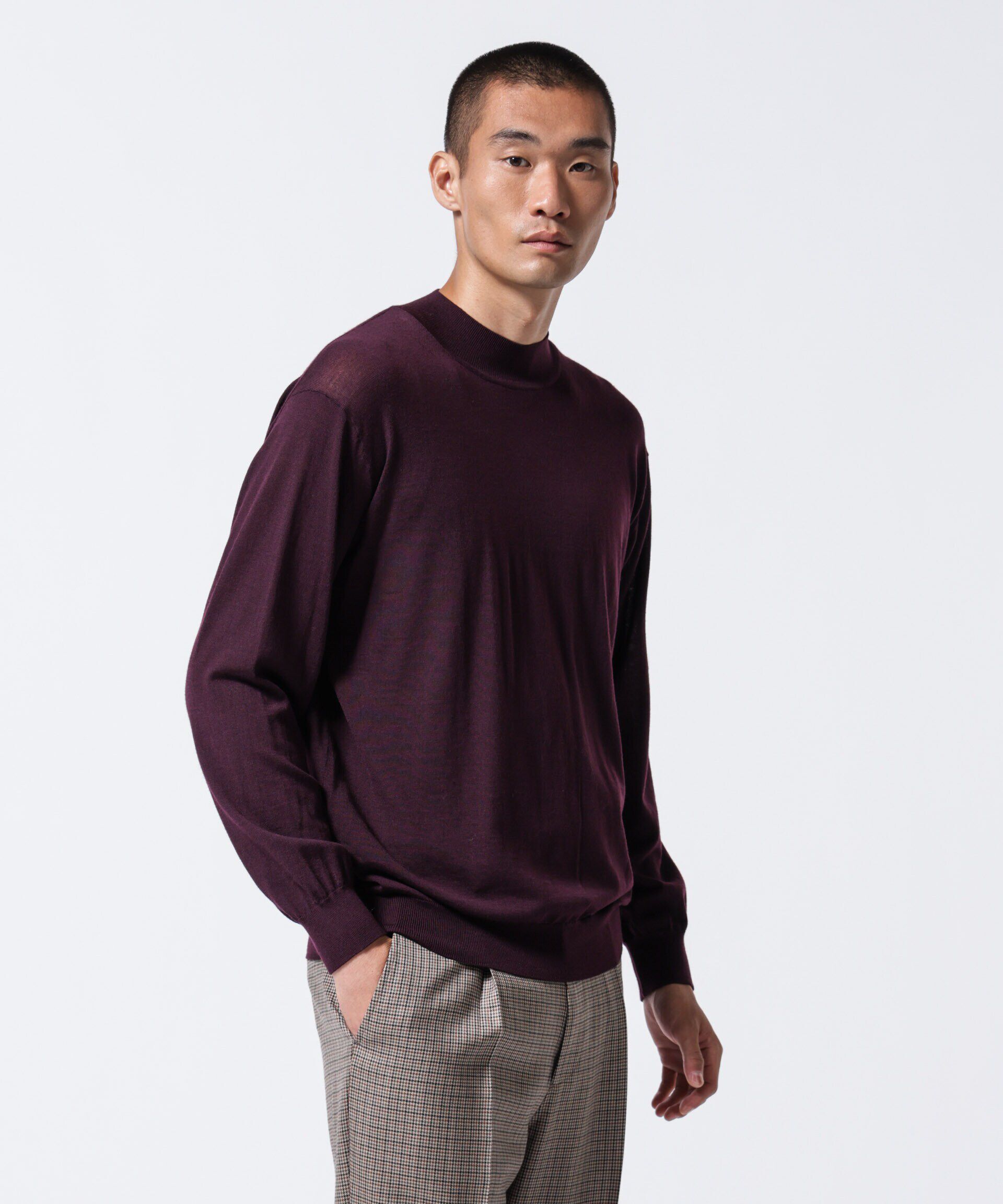 nano･universe「「ASSEMBLANC」BRISBANEベンチレーションモックネックプルオーバー」|ニット・セーター|