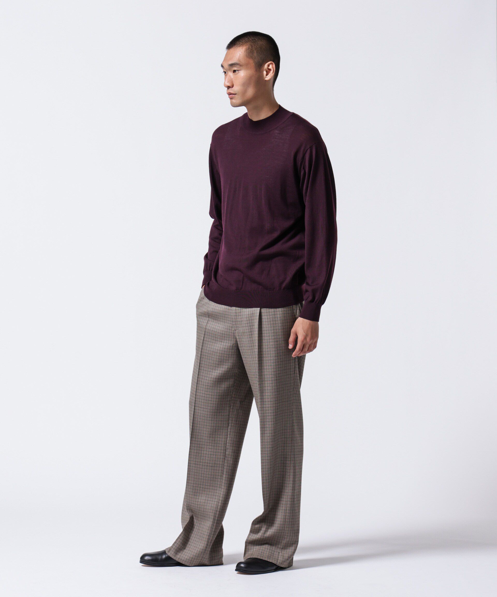 nano･universe「「ASSEMBLANC」BRISBANEベンチレーションモックネックプルオーバー」|ニット・セーター|