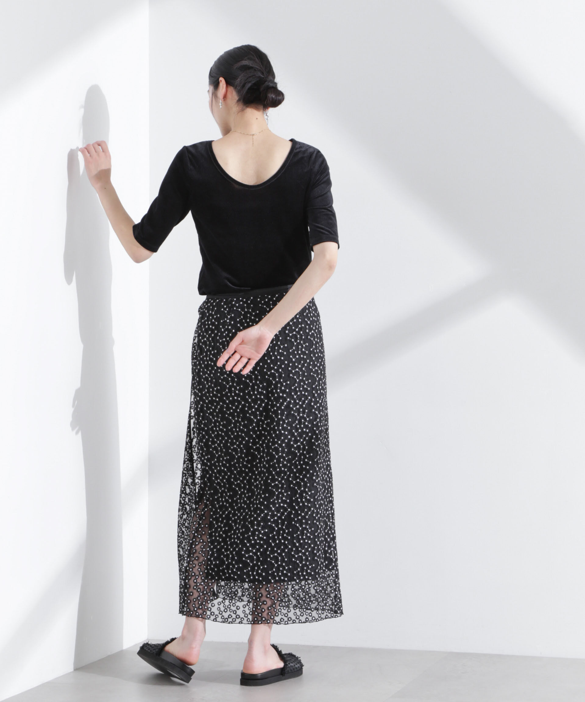 nano･universe「シアーベロアバックオープン5分袖Tシャツ」|Tシャツ・カットソー|