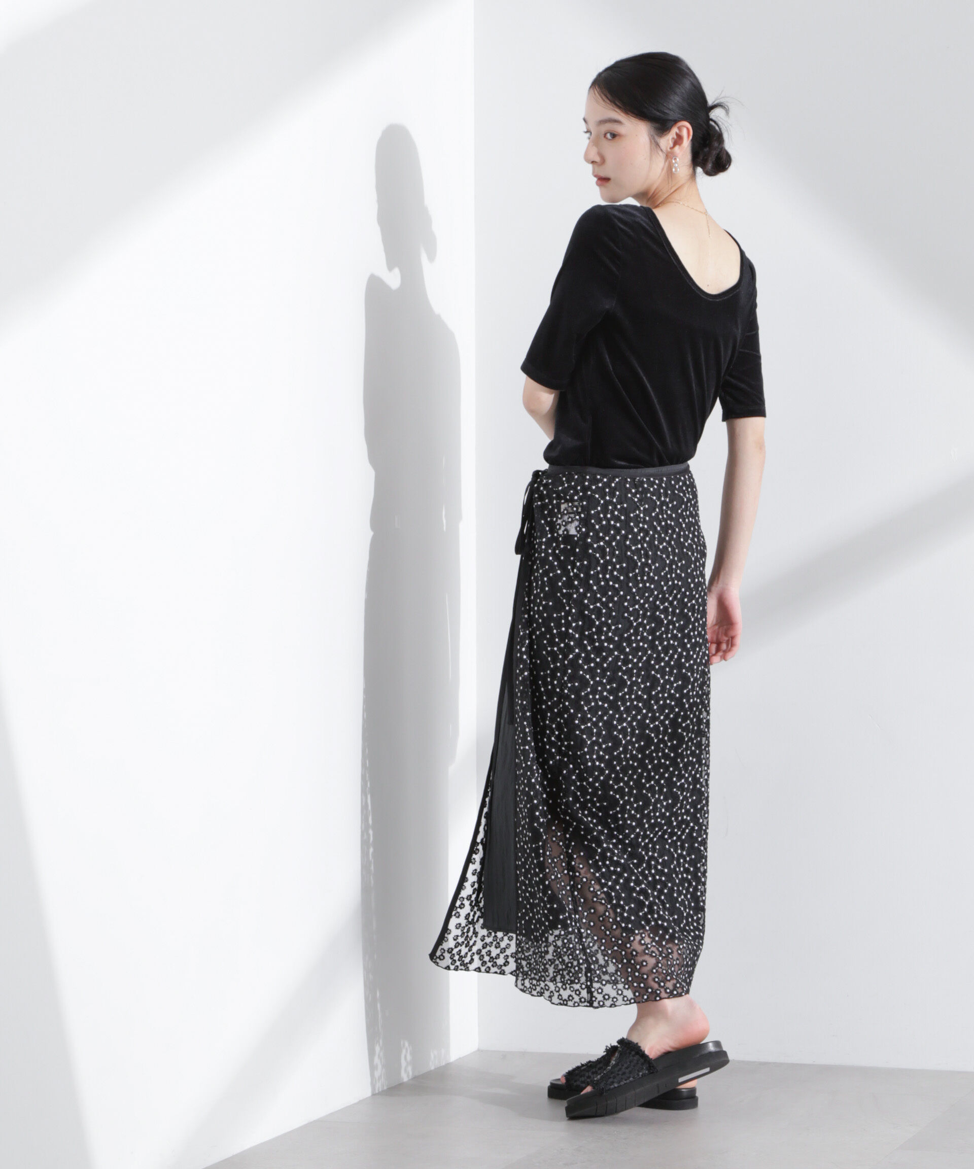 nano･universe「シアーベロアバックオープン5分袖Tシャツ」|Tシャツ・カットソー|