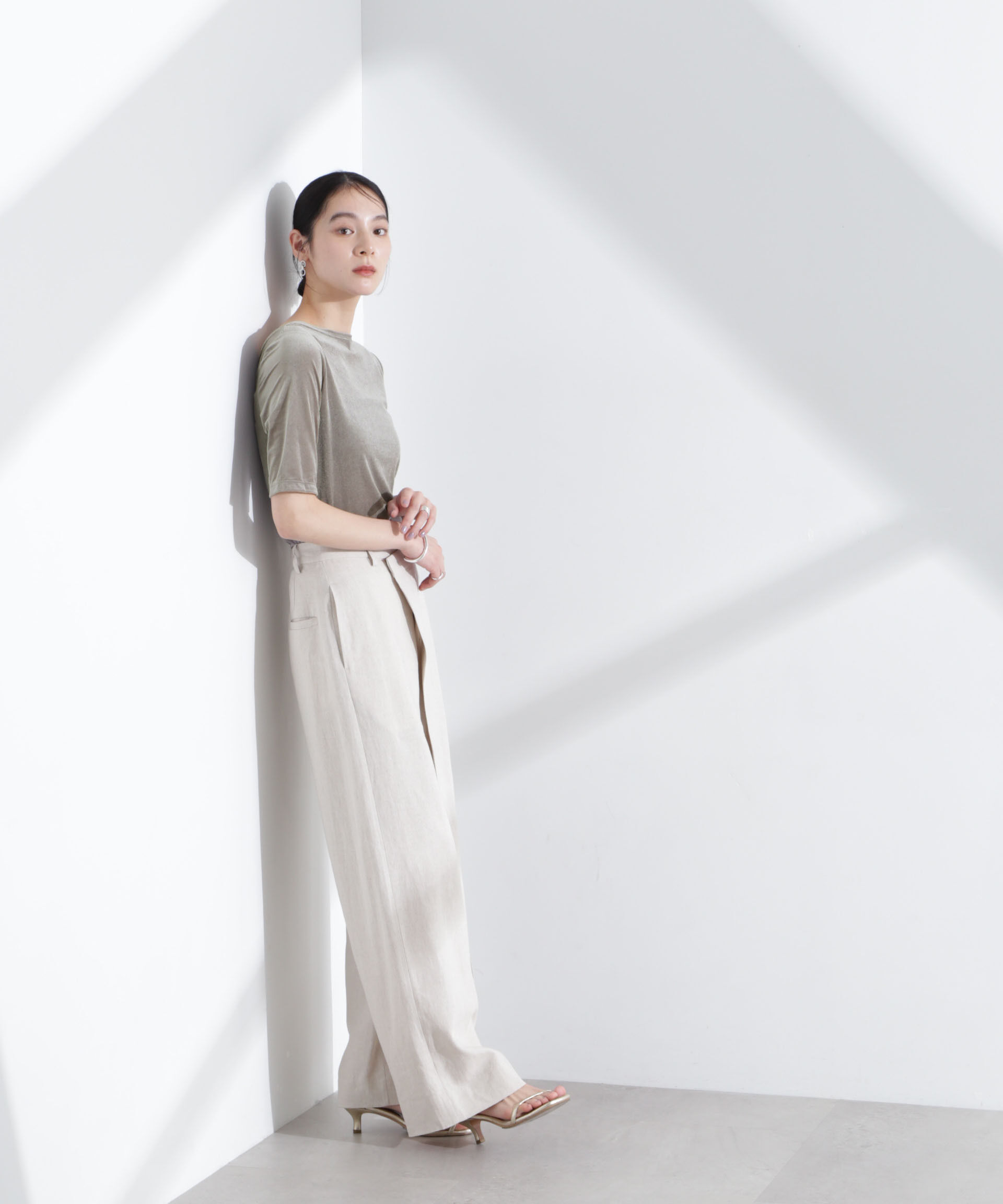 nano･universe「シアーベロアバックオープン5分袖Tシャツ」|Tシャツ・カットソー|