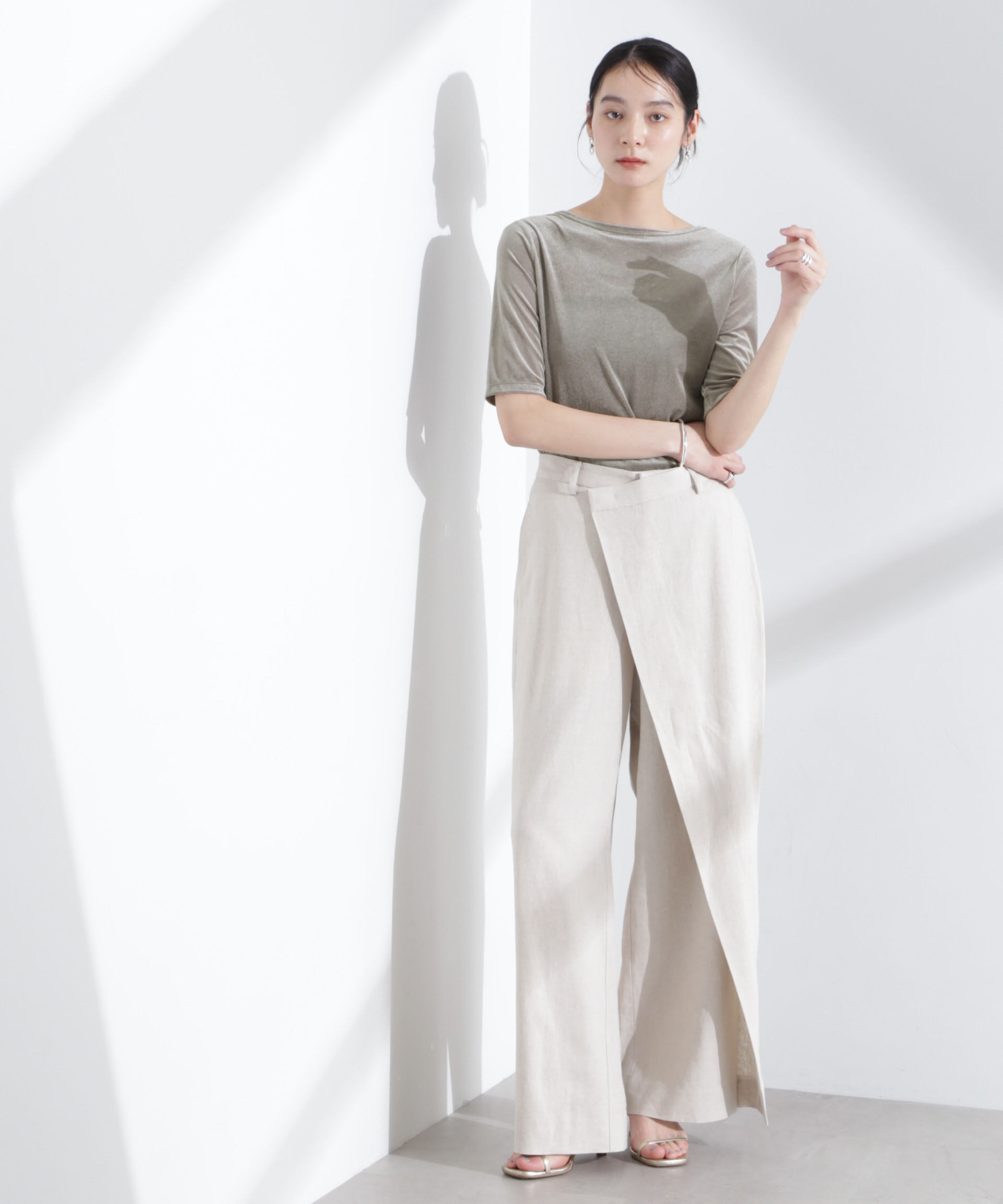 nano･universe「シアーベロアバックオープン5分袖Tシャツ」|Tシャツ・カットソー|