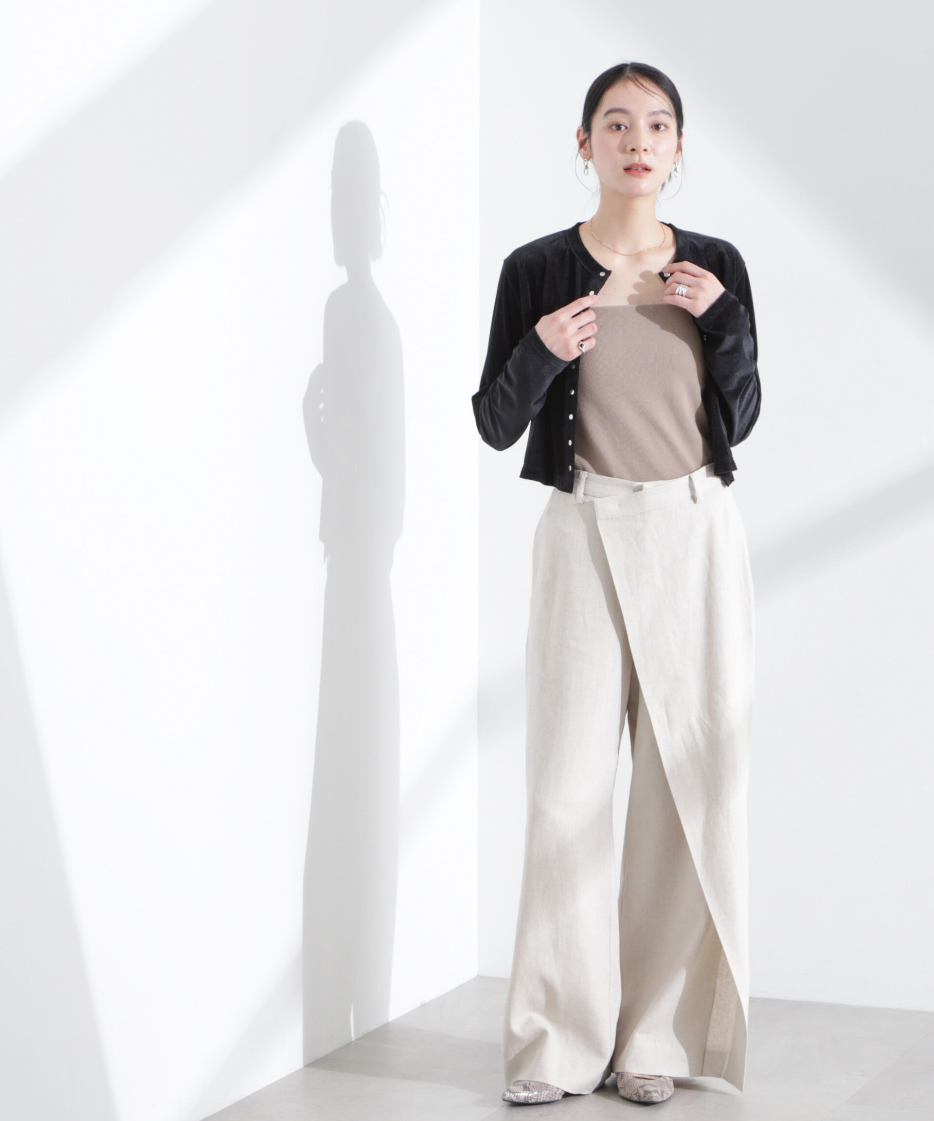 nano･universe「シアーベロアメニーボタンカーディガン」|Tシャツ・カットソー|