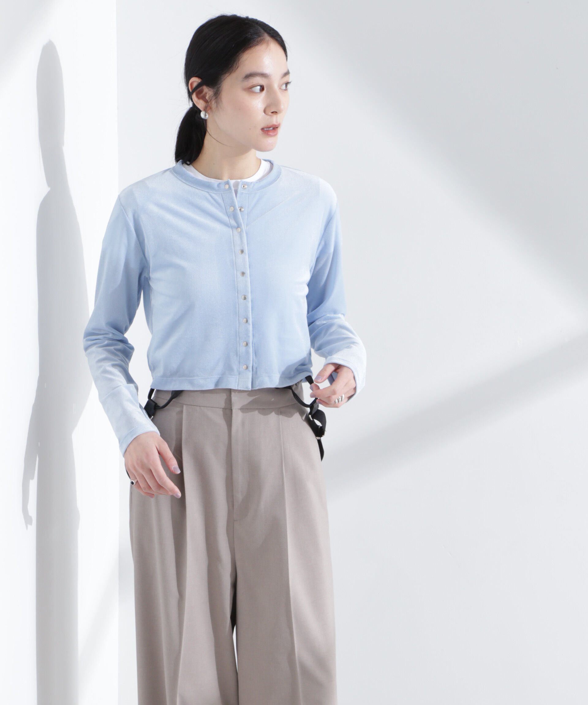 nano･universe「シアーベロアメニーボタンカーディガン」|Tシャツ・カットソー|