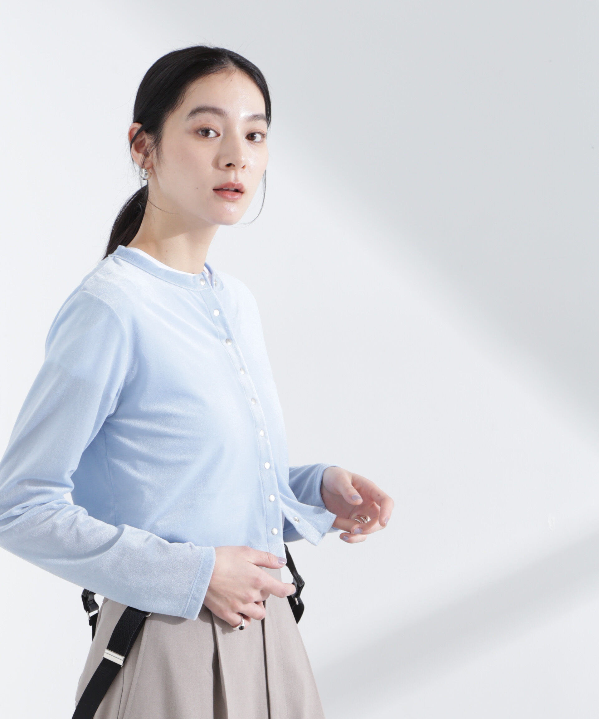 nano･universe「シアーベロアメニーボタンカーディガン」|Tシャツ・カットソー|