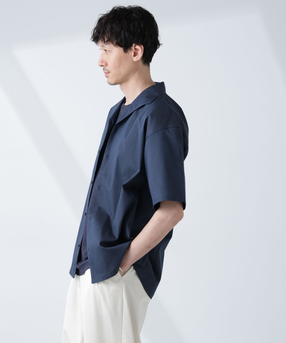 nano･universe「ソラーロライトストレッチワイドカラーシャツ 半袖(セットアップ可)」|シャツ・ブラウス|