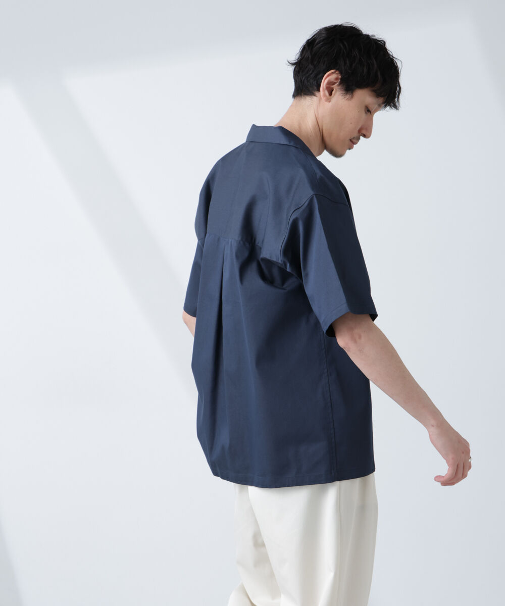 nano･universe「ソラーロライトストレッチワイドカラーシャツ 半袖(セットアップ可)」|シャツ・ブラウス|