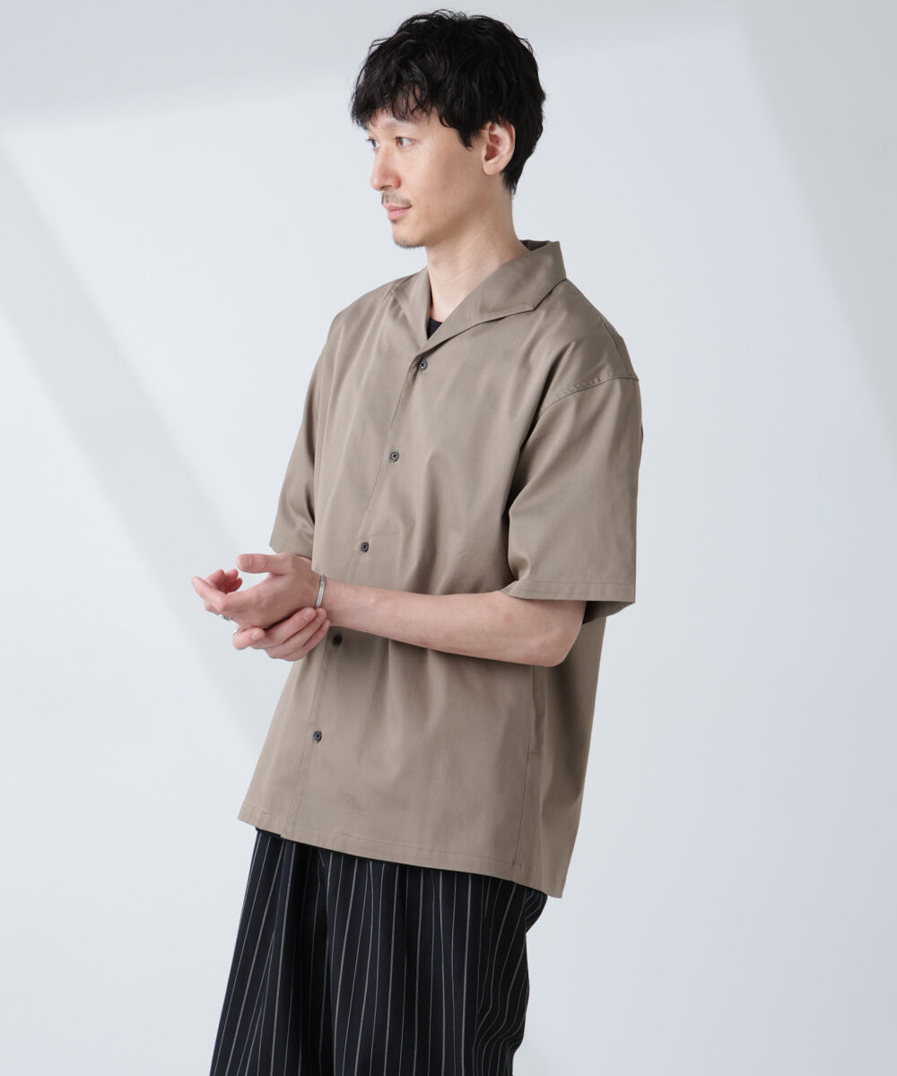 nano･universe「ソラーロライトストレッチワイドカラーシャツ 半袖(セットアップ可)」|シャツ・ブラウス|