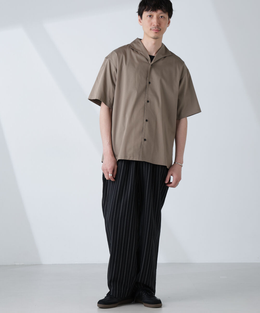 nano･universe「ソラーロライトストレッチワイドカラーシャツ 半袖(セットアップ可)」|シャツ・ブラウス|