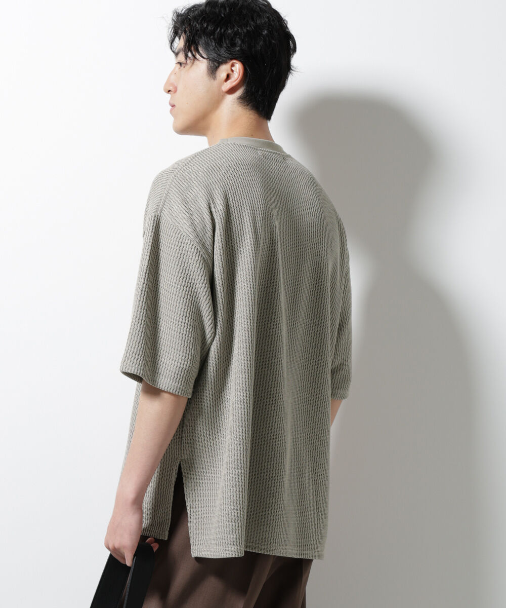 nano･universe「ジャガードニットソーTシャツ 半袖(セットアップ可)」|Tシャツ・カットソー|