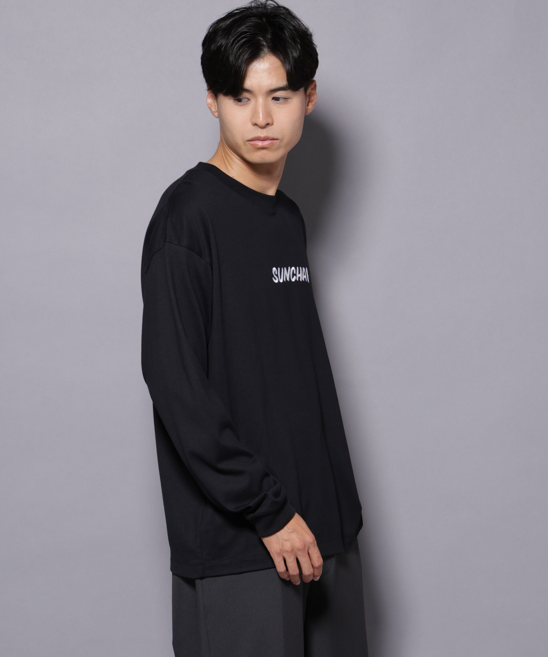 nano･universe「Anti Soaked(R)&times;SUNCHAI ロゴ刺繍 汗染み防止 Tシャツ長袖」|Tシャツ・カットソー|