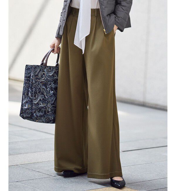 自由区「デニムライクツイルワイド パンツ」|その他|ブラウン