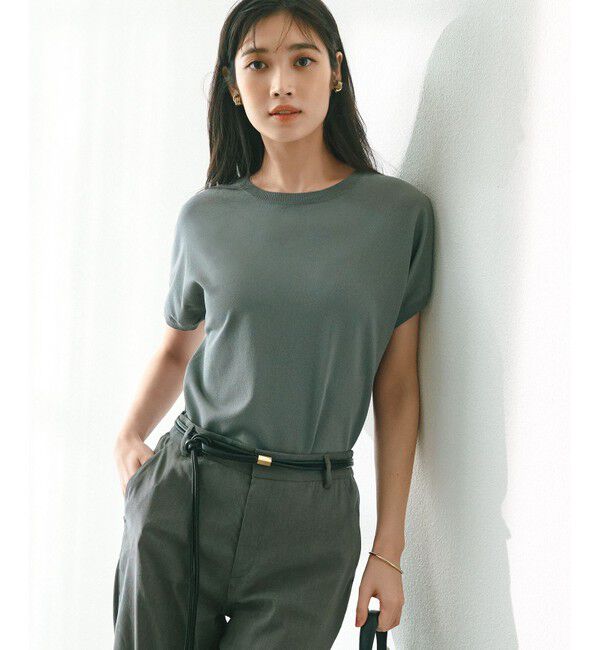 23区「【新色追加/VERY5月号掲載】レーヨンポリエステルストレッチ プルオーバー ニット」|ニット・セーター|カーキ系