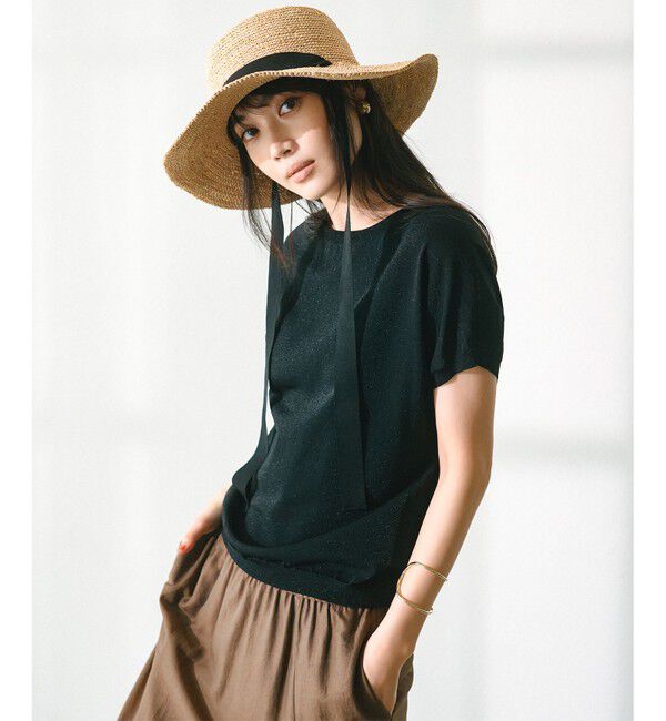 23区「【洗える】レーヨンポリエステルストレッチ プルオーバー ラメニット」|ニット・セーター|ブラック系