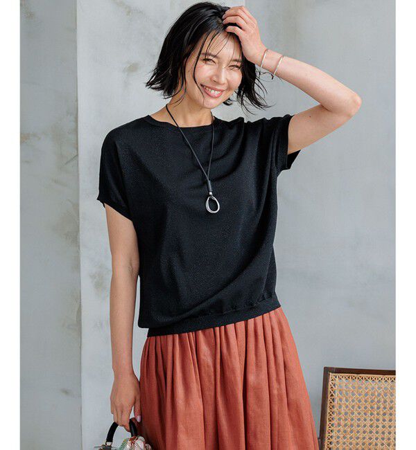 23区「【洗える】レーヨンポリエステルストレッチ プルオーバー ラメニット」|ニット・セーター|