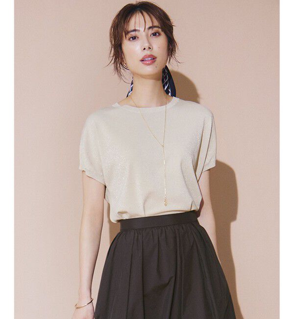 23区「【洗える】レーヨンポリエステルストレッチ プルオーバー ラメニット」|ニット・セーター|ゴールド系