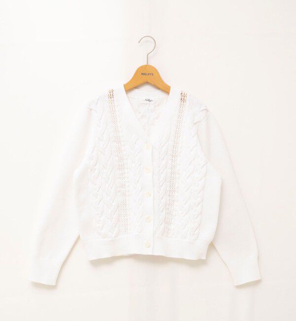 NOLLEY'S「《手洗い可能》ケーブルレースVネックカーディガン」|カーディガン|