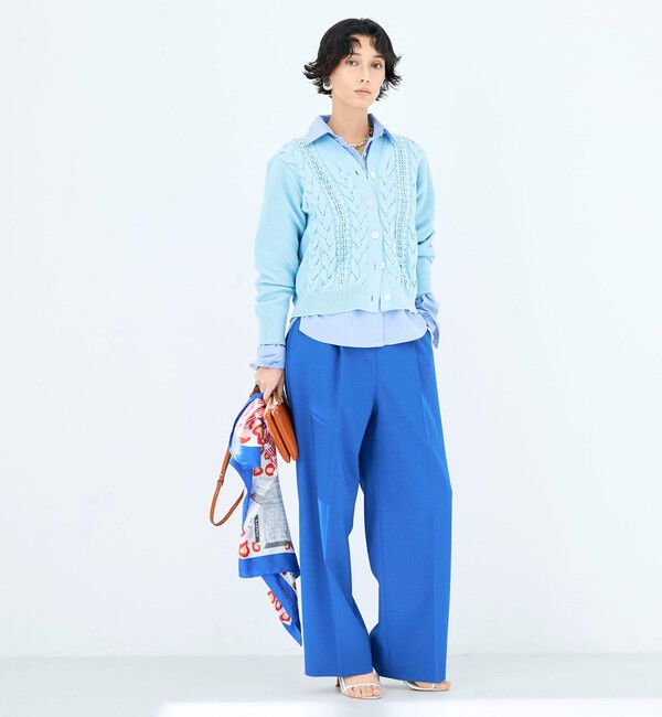 NOLLEY'S「《手洗い可能》ケーブルレースVネックカーディガン」|カーディガン|