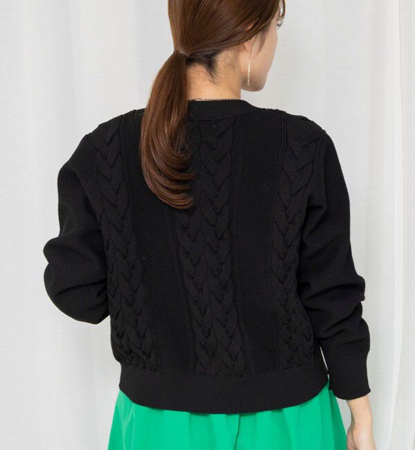 NOLLEY'S「《手洗い可能》ケーブルレースVネックカーディガン」|カーディガン|