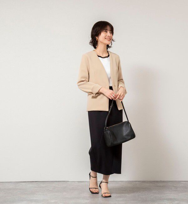 NOLLEY'S sophi「《セットアップ対応》ウォッシャブルWクロス2WAYストレッチジャケット」|ノーカラージャケット|