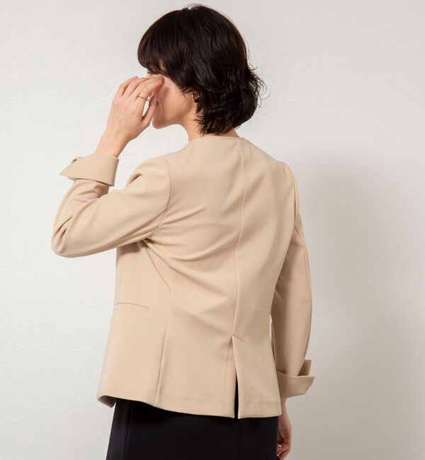 NOLLEY'S sophi「《セットアップ対応》ウォッシャブルWクロス2WAYストレッチジャケット」|ノーカラージャケット|