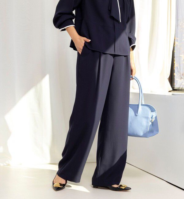 NOLLEY'S「《セットアップ対応》ウォッシャブルストレッチジョーゼットイージーワイドパンツ」|その他|