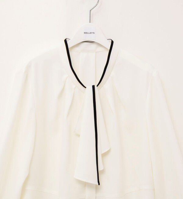 NOLLEY'S「《セットアップ対応》ウォッシャブルストレッチジョーゼットボウタイ風ペプラムブラウス」|シャツ・ブラウス|