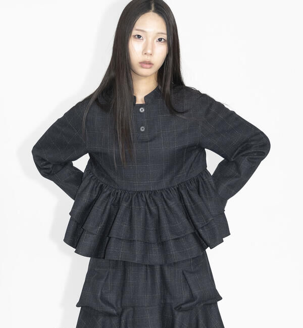  「eunoia | チェックボタン ブラウス WOMEN」|シャツ・ブラウス|