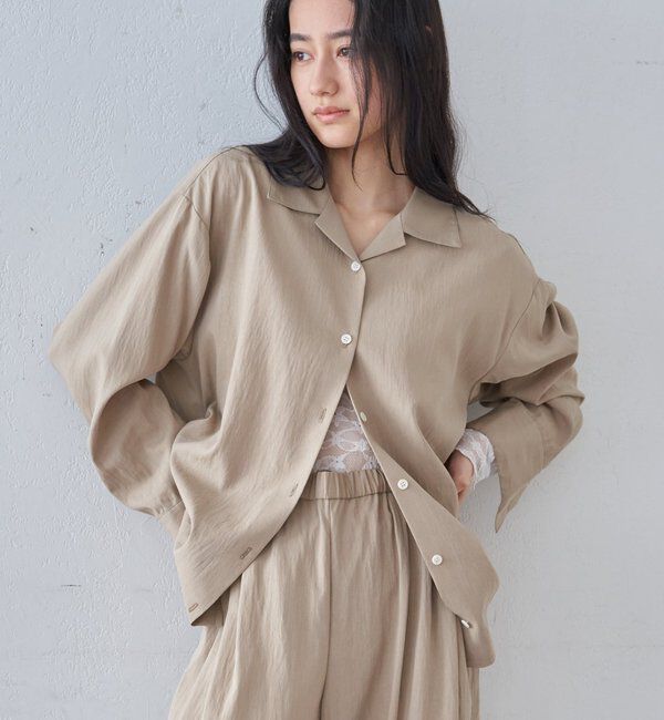  「【26SS予約】オープンカラーシャツ」|シャツ・ブラウス|ベージュ