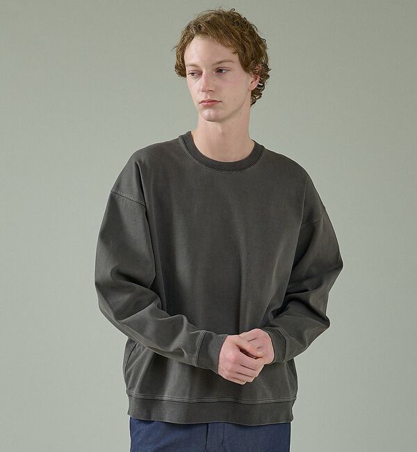 ABAHOUSE「【スウェットライク】フェード ポンチ クルーネック プルオーバー」|Tシャツ・カットソー|チャコールグレー