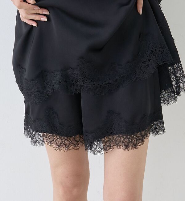 Rouge vif「【セットアップ対応】レースサテンショートパンツ【予約】」|その他|ブラック