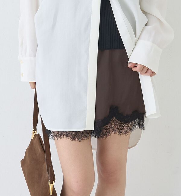 Rouge vif「【セットアップ対応】レースサテンショートパンツ【予約】」|その他|ブラウン