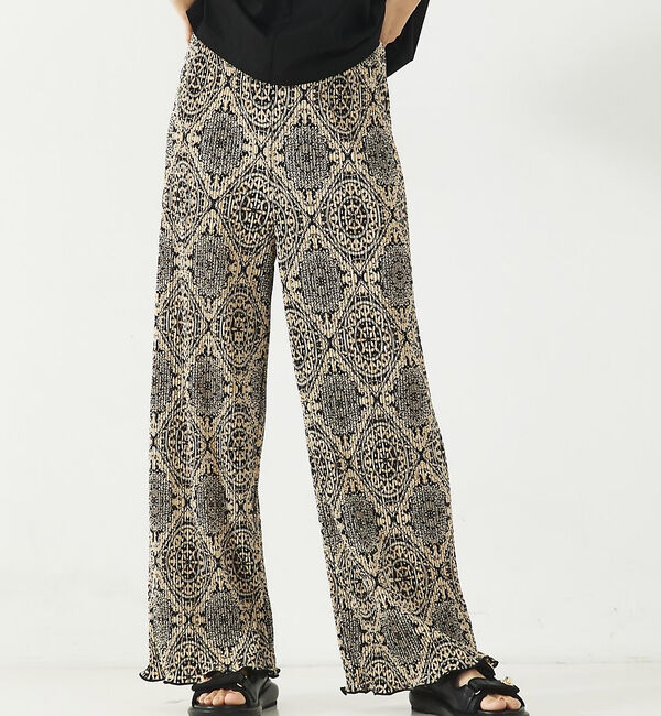 abahouse mavie「クリスタルプリーツパンツ」|その他|ブラック系その他1