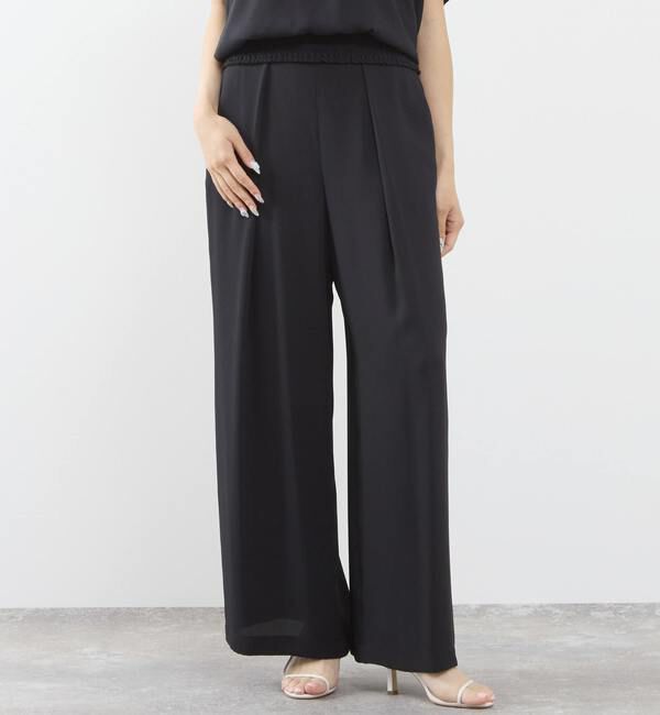 TIARA「センタープレスタックワイドパンツ（セットアップ可）」|その他|ブラック