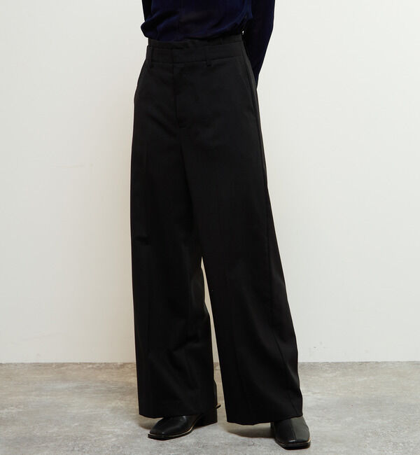 Soffitto「【定番型】ウール混セミワイドパンツ」|その他|ブラック