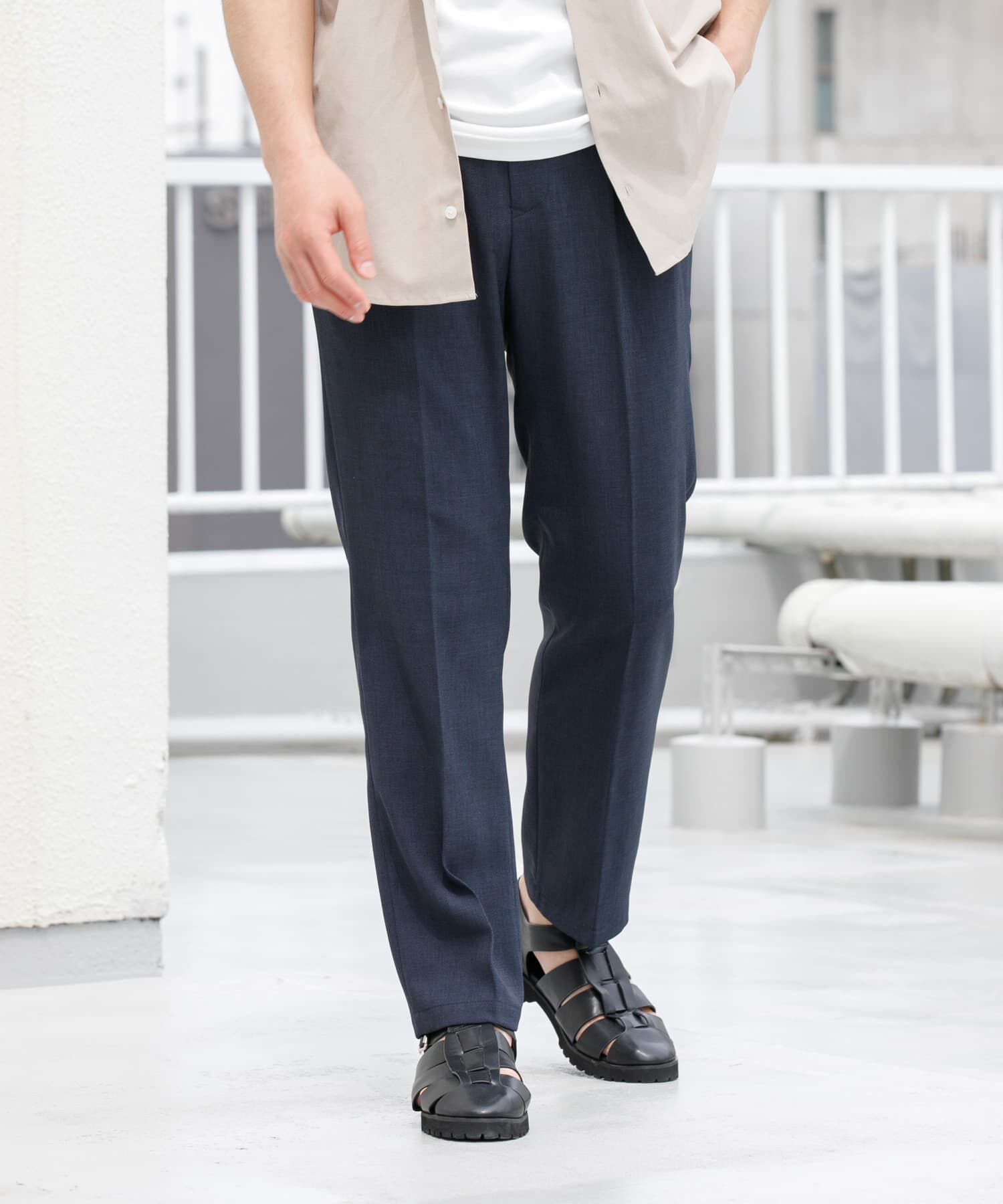 URBAN RESEARCH ROSSO「『WEB限定』『セットアップ対応』パナマ風ストレートパンツ」|その他|ネイビー