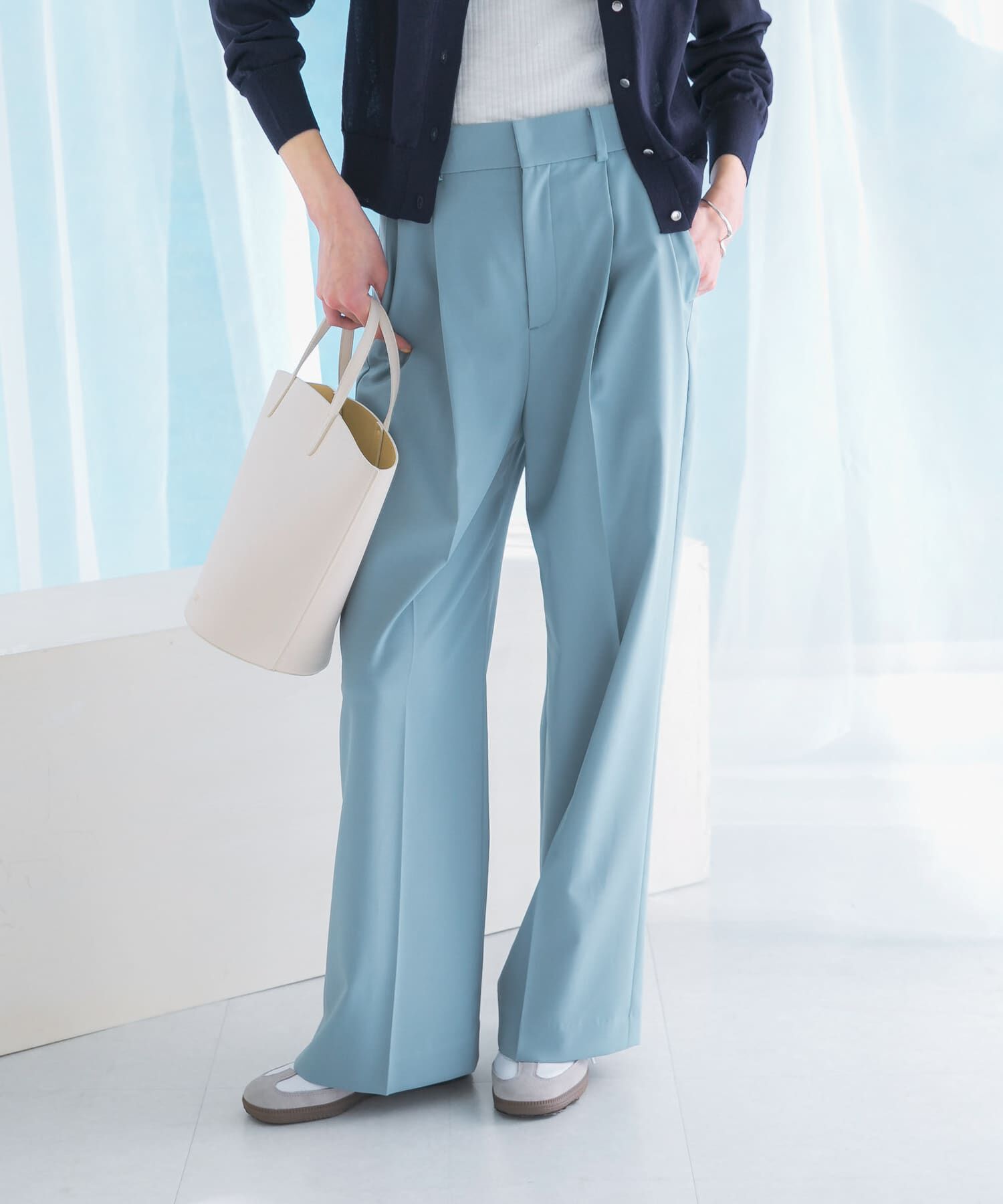 URBAN RESEARCH ROSSO「防シワハイウエストワイドスラックス」|その他|ブルー