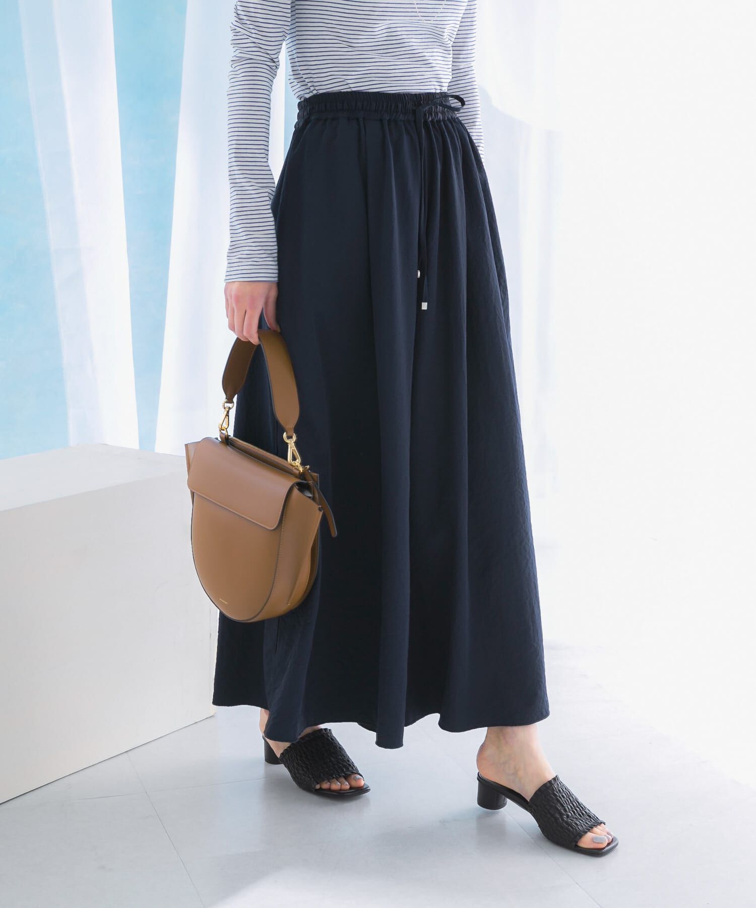 URBAN RESEARCH ROSSO「撥水ギャザーワイドパンツ」|その他|ネイビー