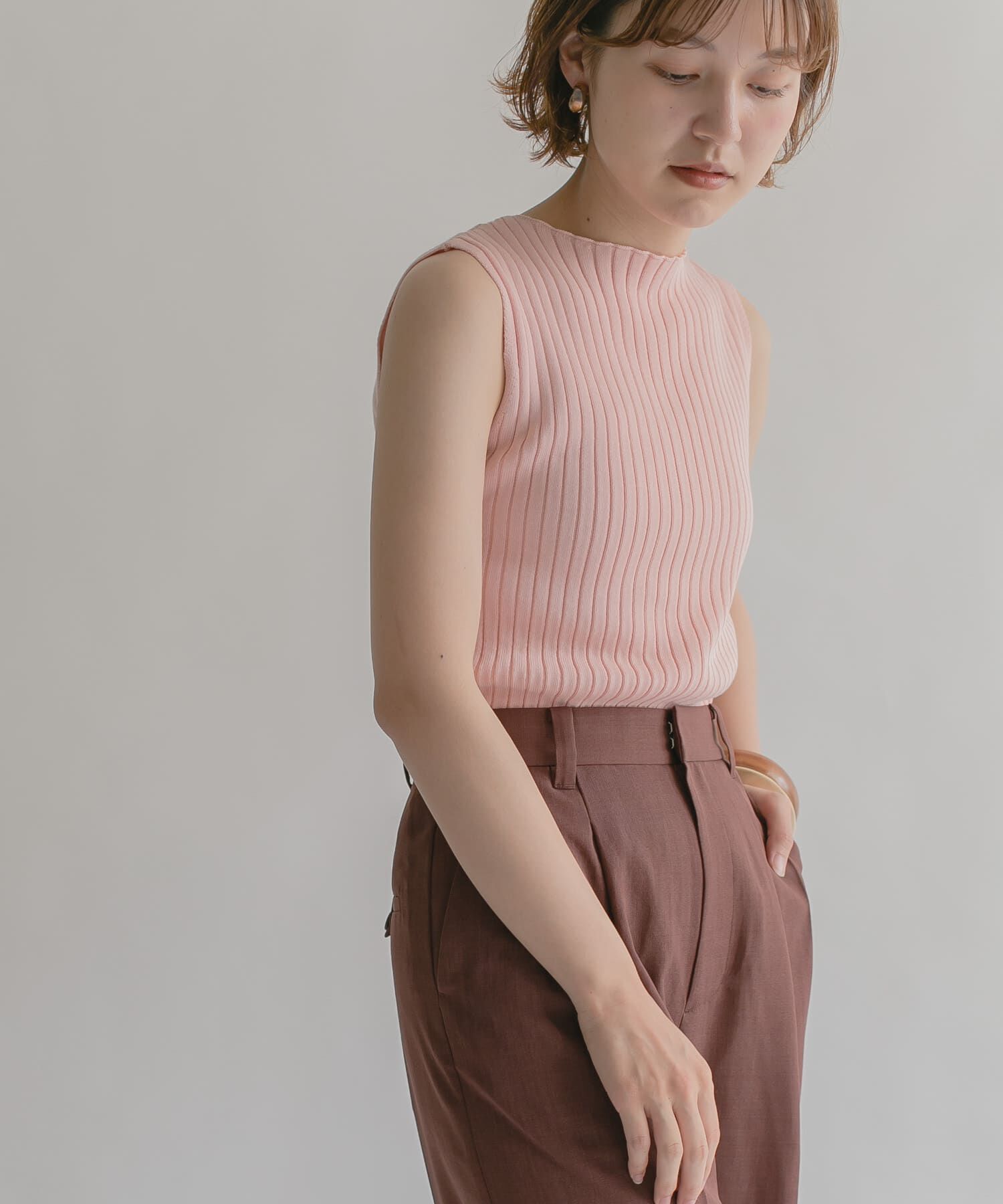  「ボートネックRIBニットタンクトップ」|タンクトップ|