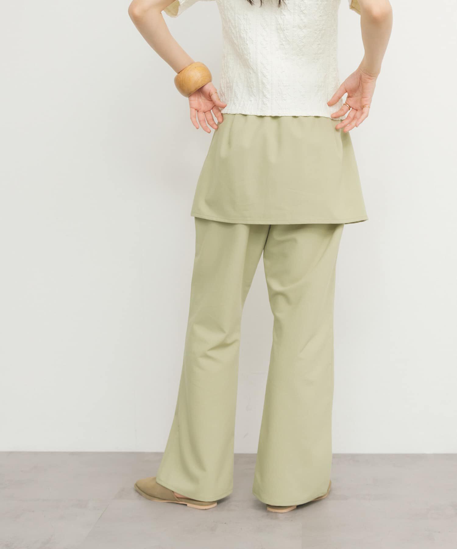  「『2サイズ展開』スカートレイヤードフレアパンツ」|その他|ベージュ